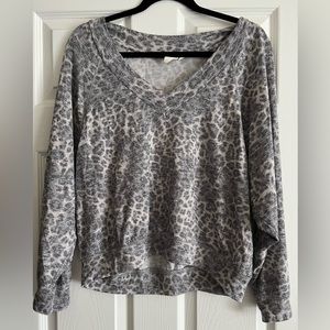 Leopard print long sleeve shirt.